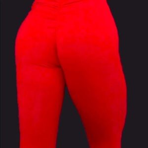Red Yoga Pants Fitness Workout Gym NEW NWOT